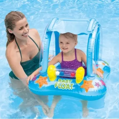 картинка Ходунки INTEX надувные Baby Float с тентом 81*66 см 